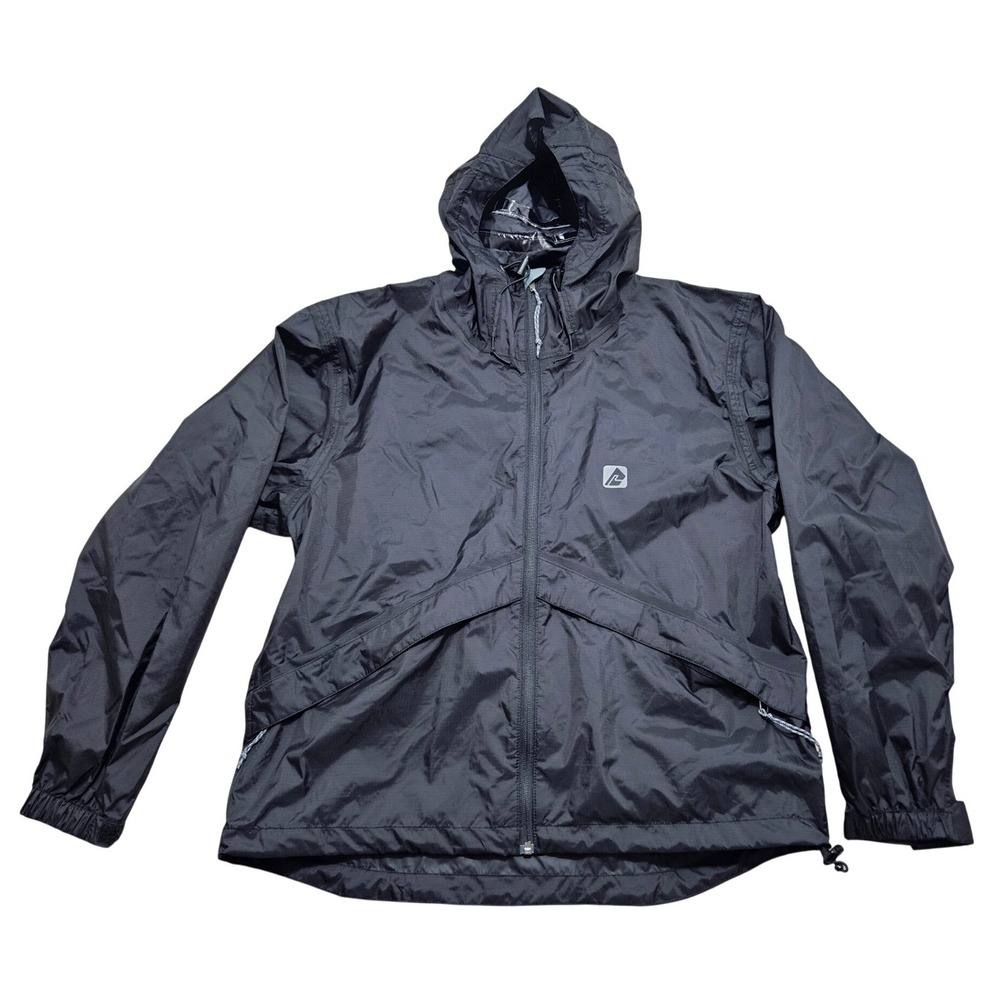 Red Ledge Mens XS Black Rain Jacket Windbreaker Packable Hooded A080 Nylon Shell